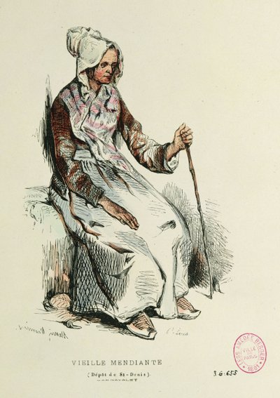 Old beggarwoman by Henri Bonaventure Monnier